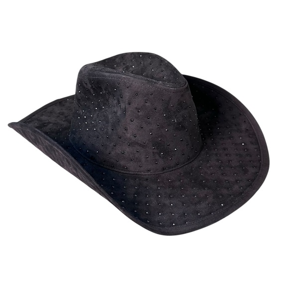 Anthropologie Sparkle Suede Rancher Hat Black NWOT - Picture 2 of 6